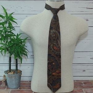 Vintage Etienne Aigner Silk‎ Neck Tie MCM Pheasant Quail Bucolic Rat Pack Mod